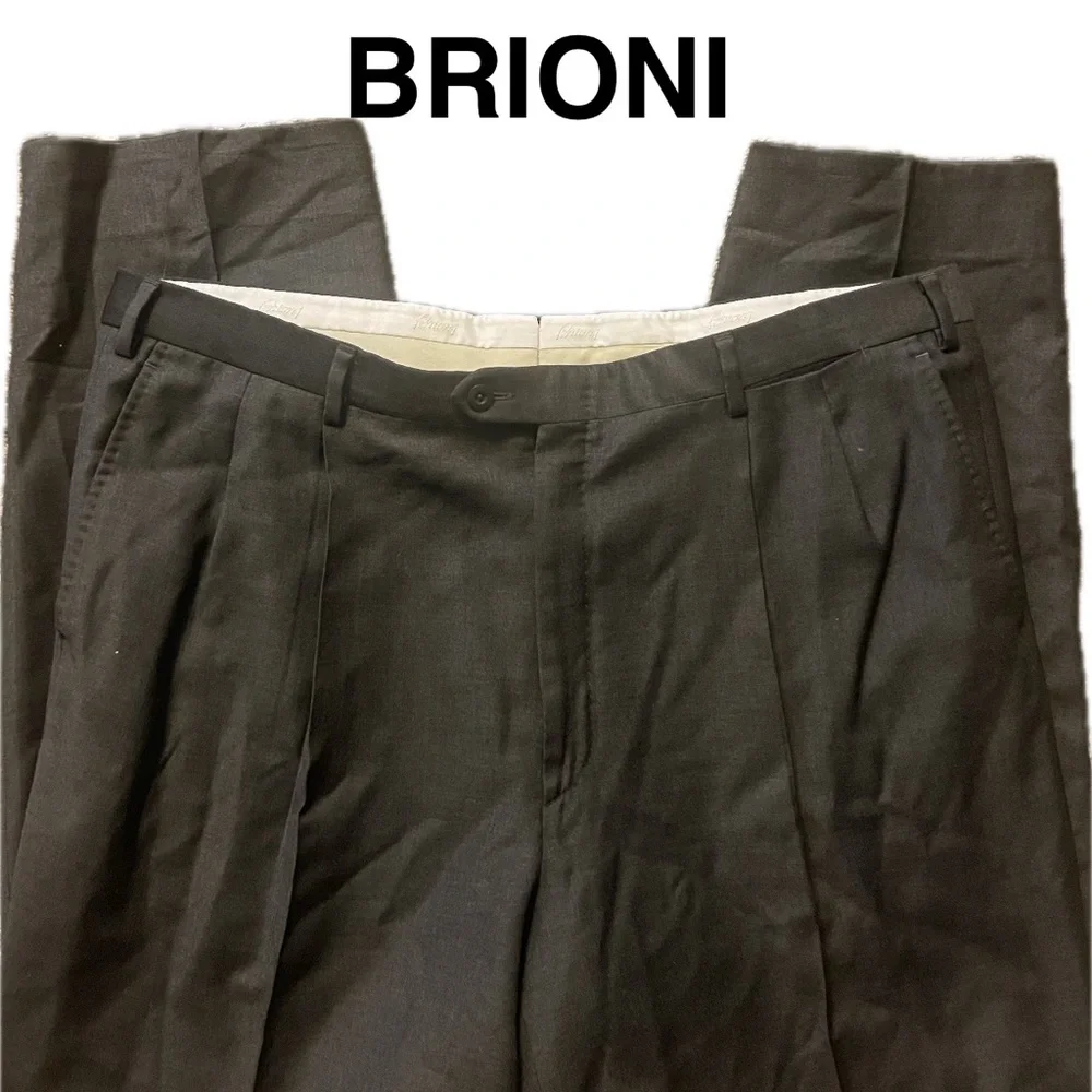 Brioni Men's Elegant Black Dress Pants Gray 40R